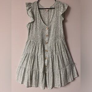 Green Dress with white prints